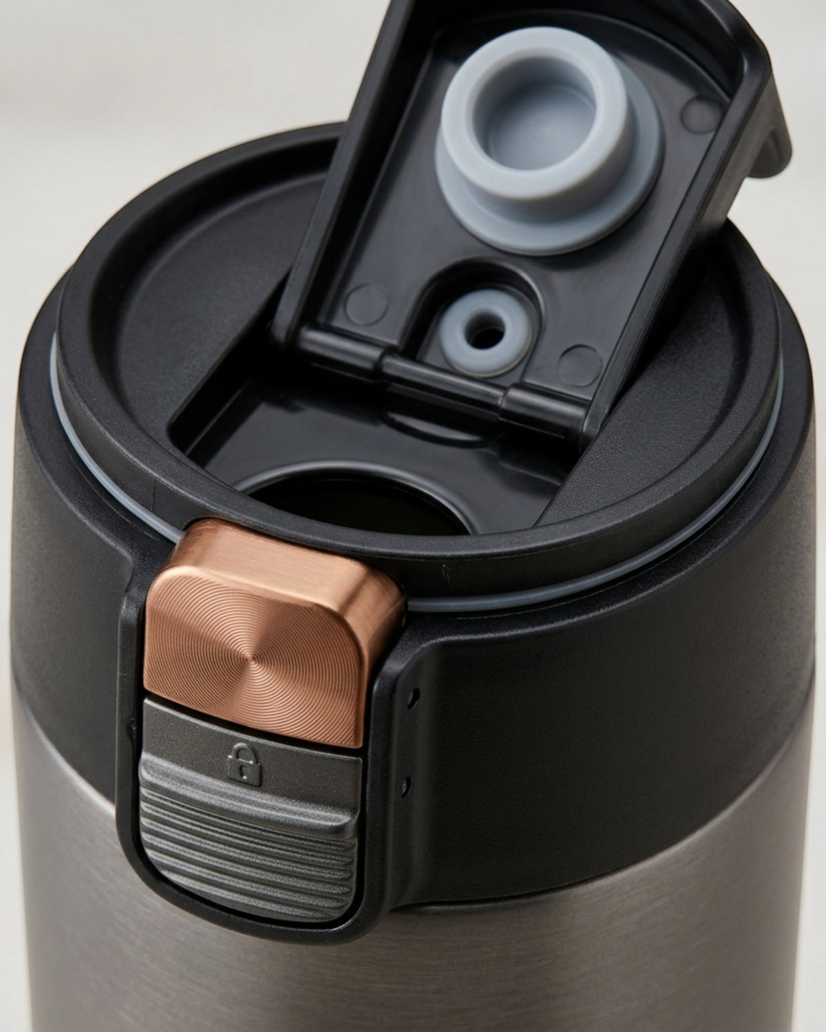Fbktm Push-Button Vacuum Travel Mug 16 oz Graphite Copper - Detail view