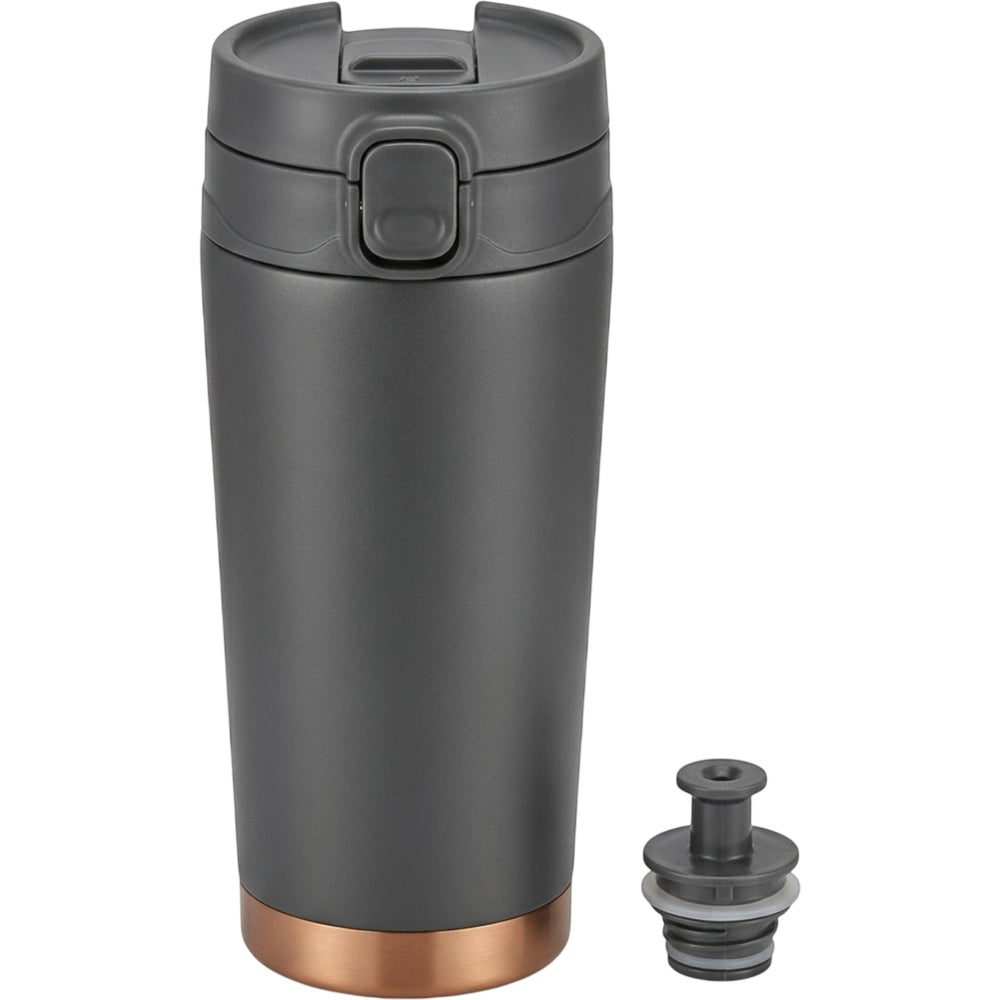 Fbktm Push-Button Vacuum Travel Mug 16 oz Graphite Copper - Product view