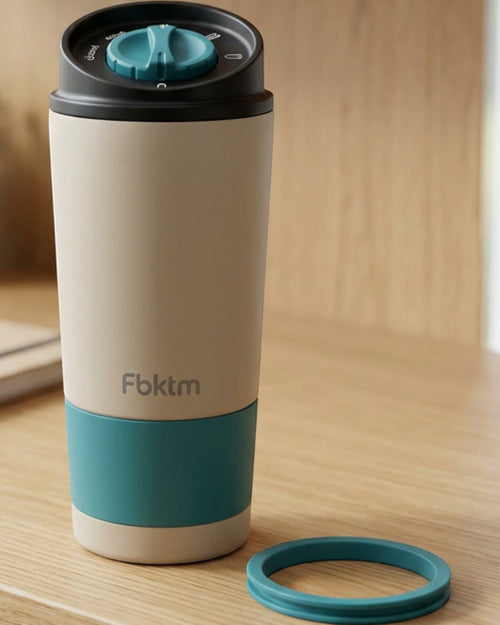 Fbktm Three-Position Dial Vacuum Tumbler 20 oz Sand Teal - Lifestyle view
